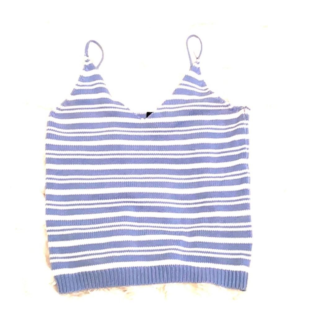 Light blue and white casual top.